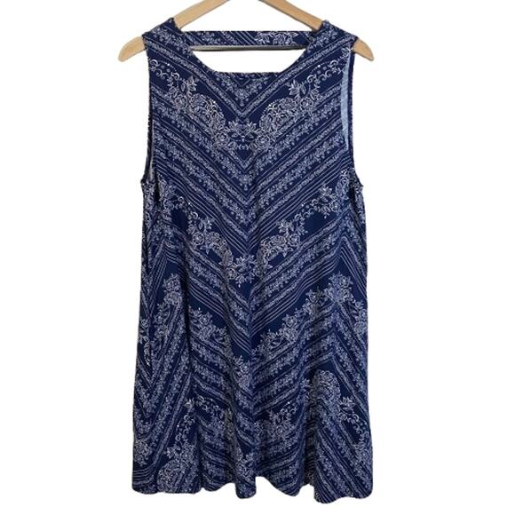 $10 SALE Nine Britton Navy Blue White Floral Casual Mini Dress Privett Sz XXL - Picture 1 of 8